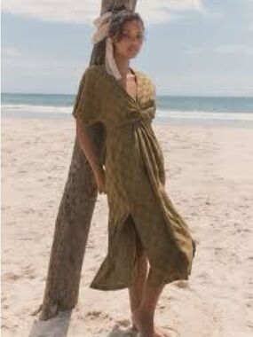 Opia Olive Green Maxi Dress with Twist Front